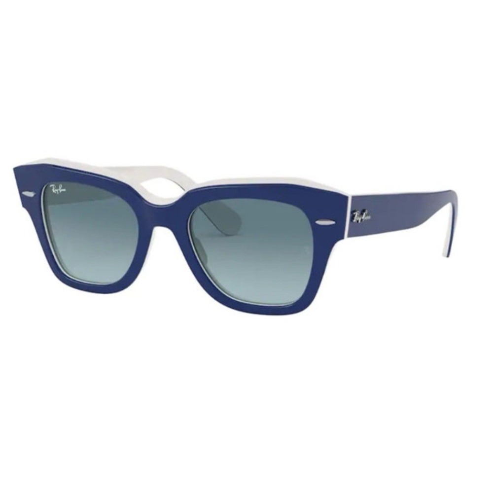 NEW Ray-Ban RB 2186 State Street 12993M Blue On White  Sunglasses Unisex 145